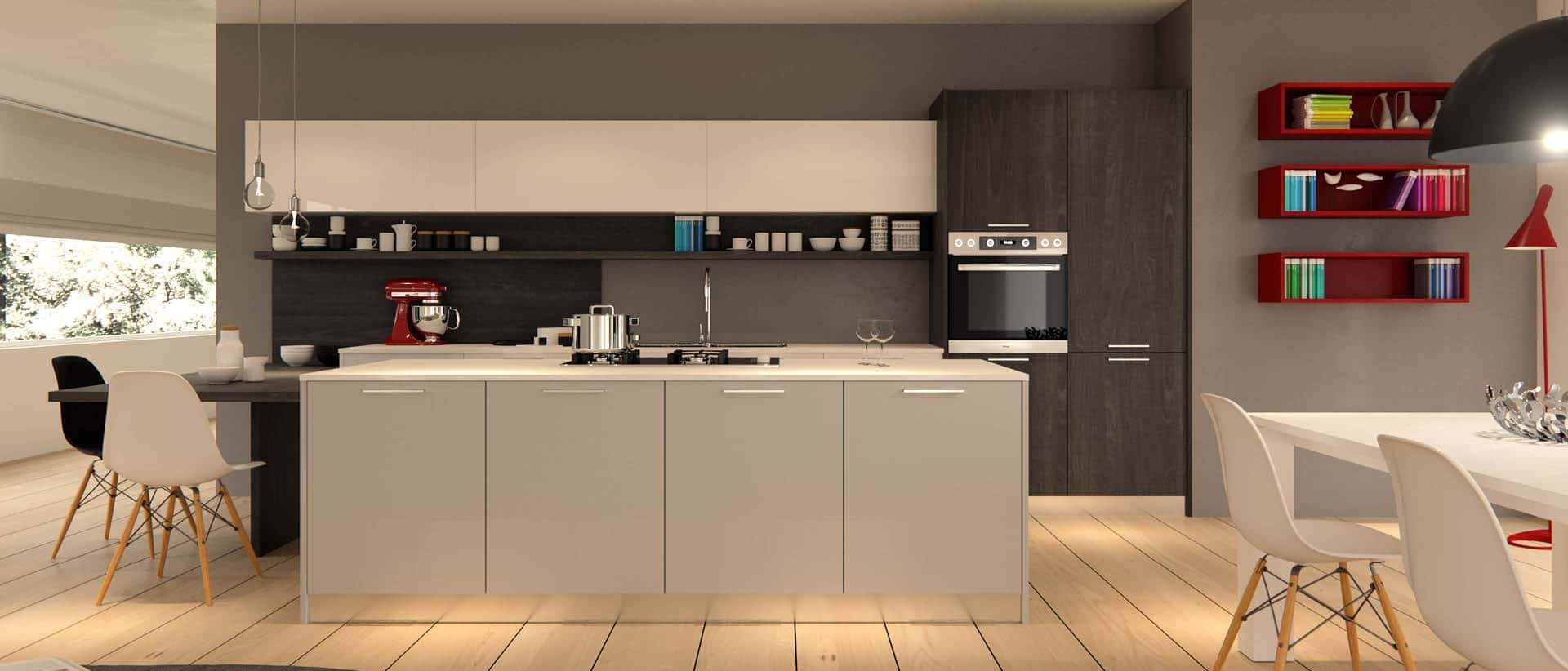 centro kitchen, kitchen, design collection, modern kitchen, white glossy, dark wood, cordial