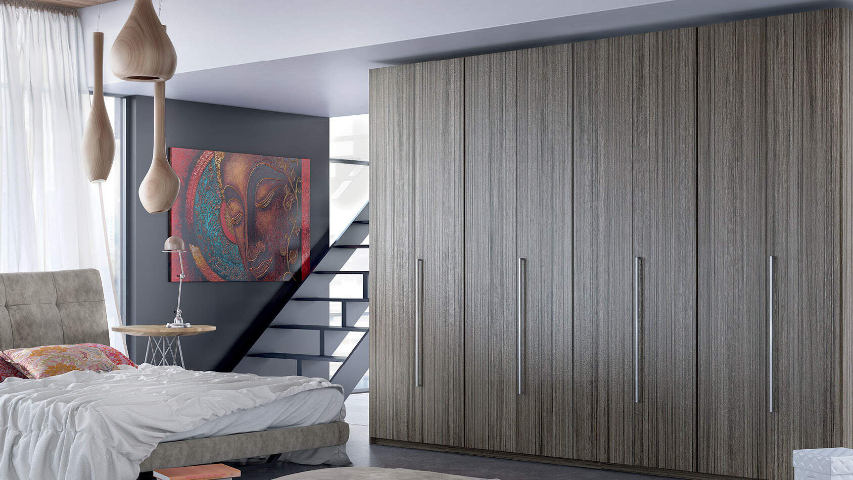 centro kitchen, wardrobe, opening wardrobe, hout, dark wood
