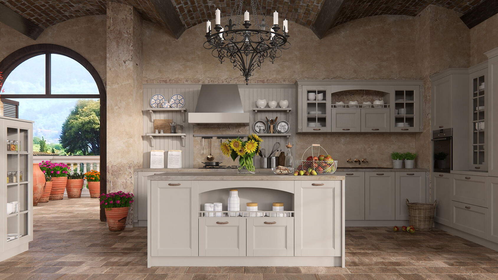 centro kitchen, kitchen, wood collection, classic kitchen, light color, country style, mantola
