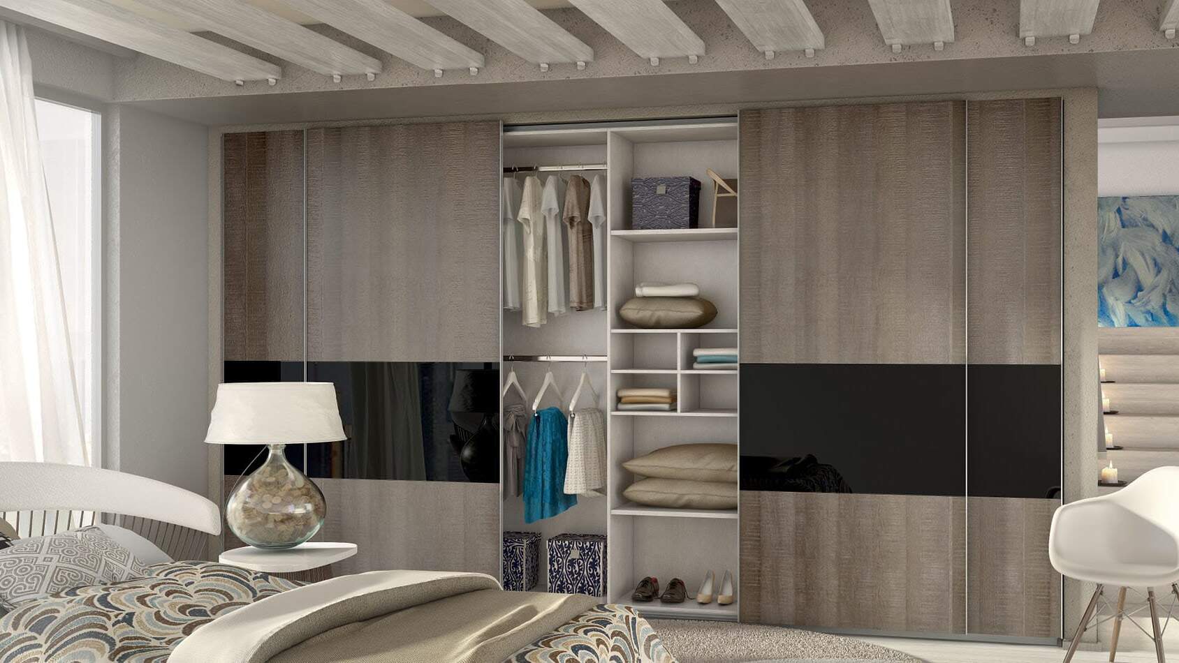 centro kitchen, wardrobe, sliding wardrobe, peer, light wood, mirror