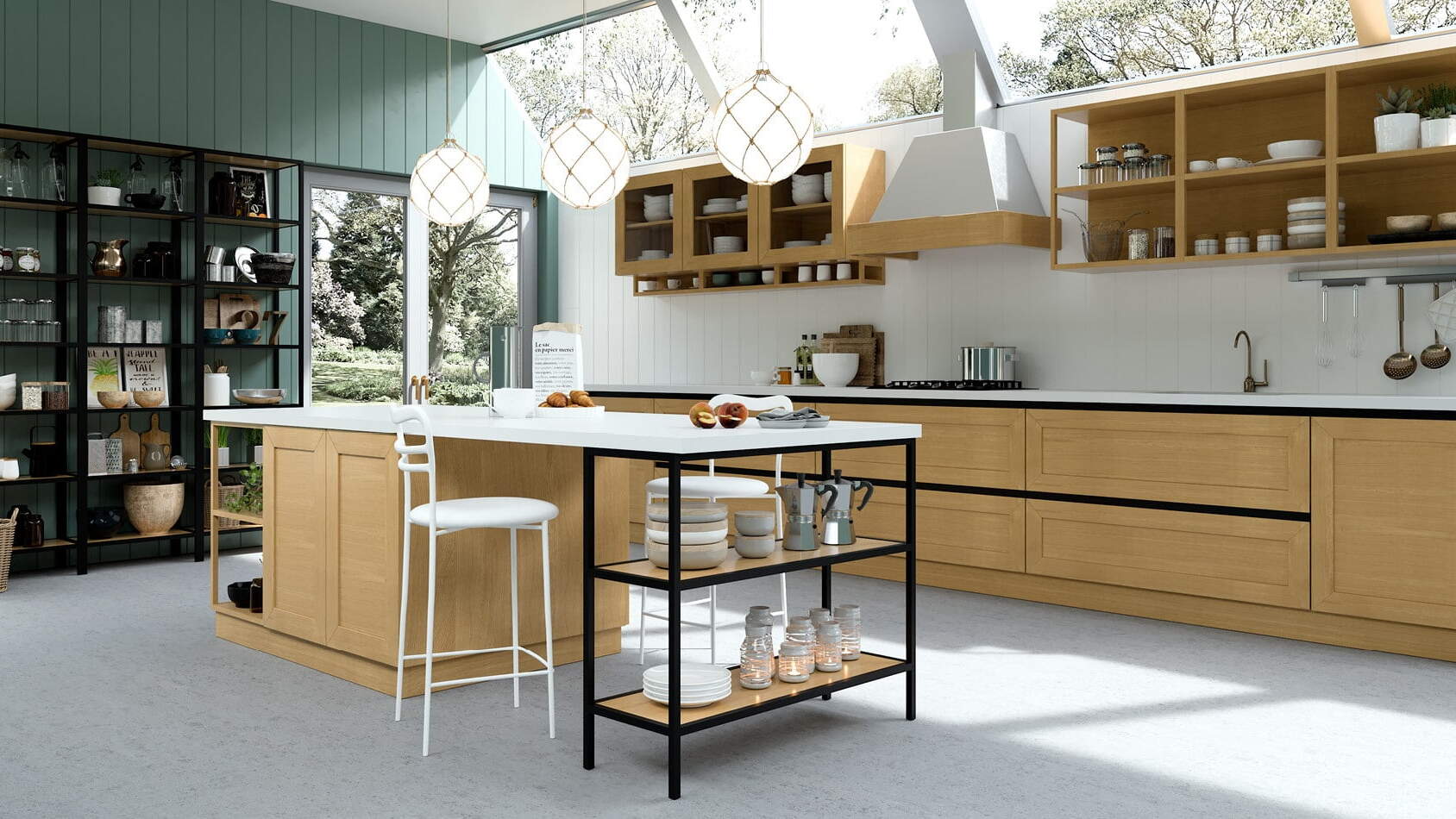 centro kitchen, kitchen, wood collection, classic kitchen, light wood, kitchen island, white color, callison