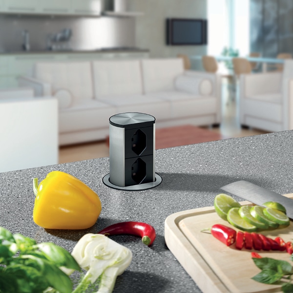 Hidden multi-plug for counter-top with elevator system by CENTRO!