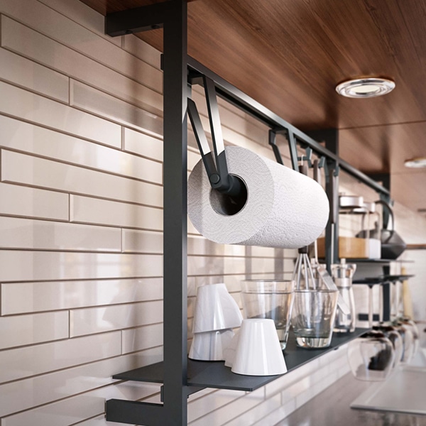 αξεσουάρ άνω πάγκου με θήκη για ρολλό - Backsplash railing system with paper towel hanger