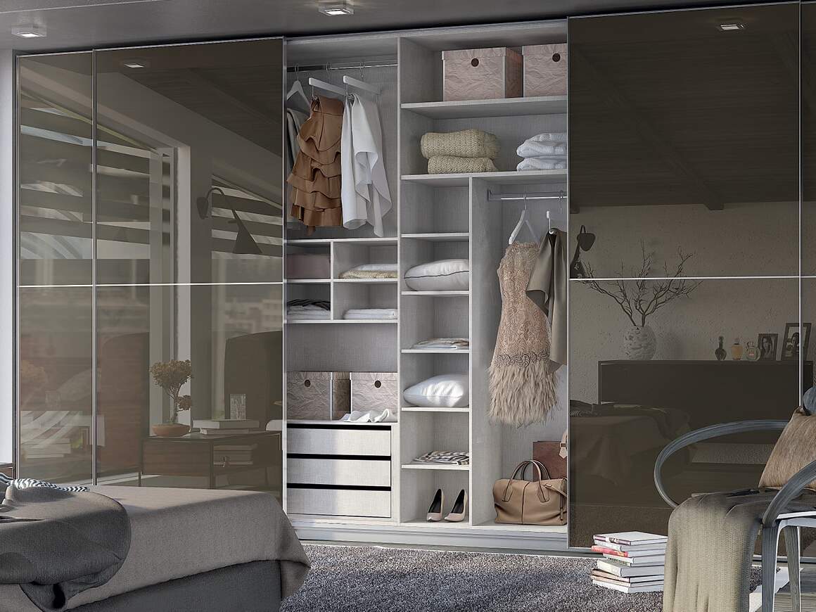 centro kitchen, wardrobe, sliding wardrobe, calm, mirror, glass, aluminum frame