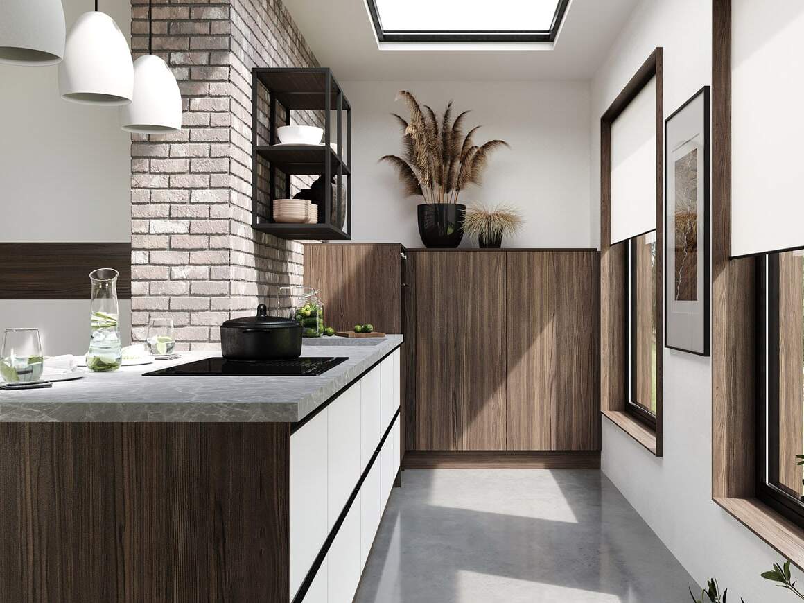 centro kitchen, kitchen, design collection, modern kitchen, wardrobe, worktop, dark wood, eclair