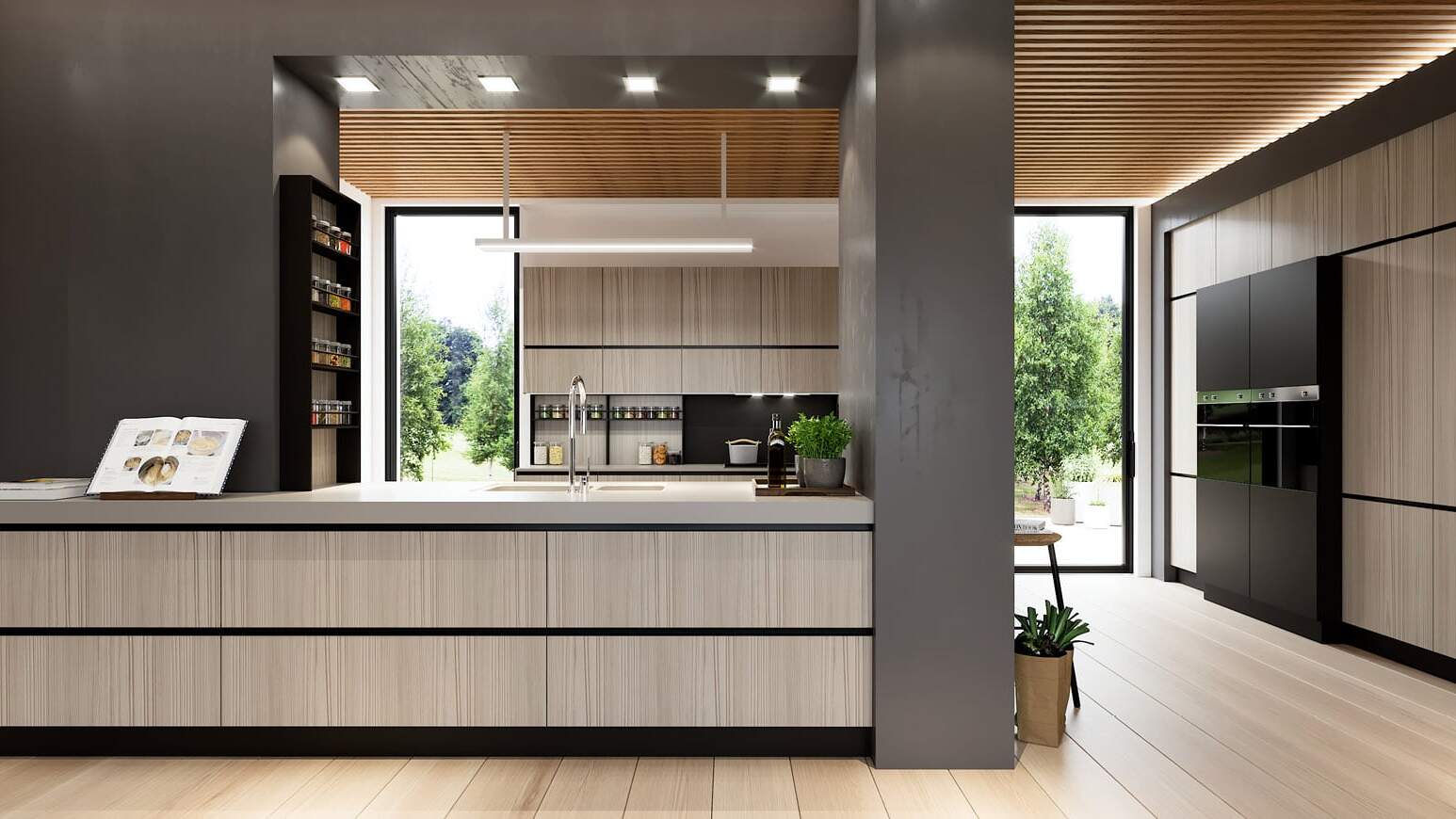 centro kitchen, kitchen, design collection, modern kitchen, light wood, toffee