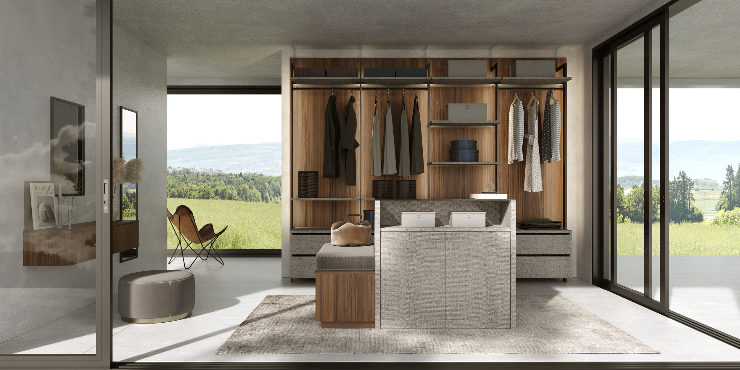 Μικρό walk-in closet με έξυπνο σχεδιασμό και αποθήκευση